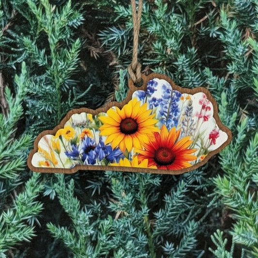 Kentucky Wildflowers Wooden Christmas Ornament