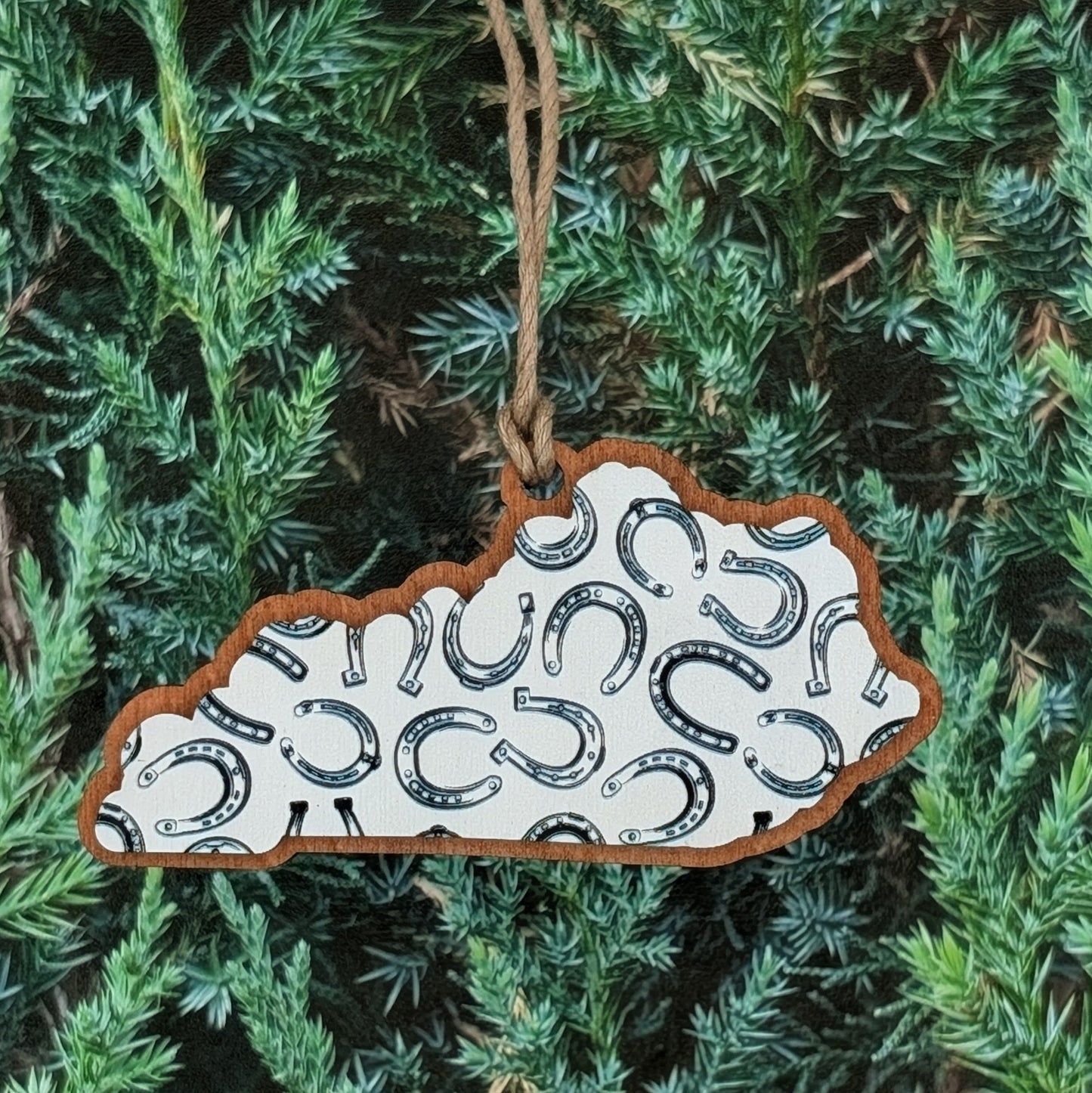 Kentucky Horseshoes Wooden Christmas Ornament