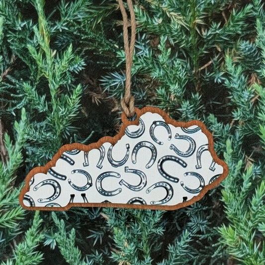 Kentucky Horseshoes Wooden Christmas Ornament