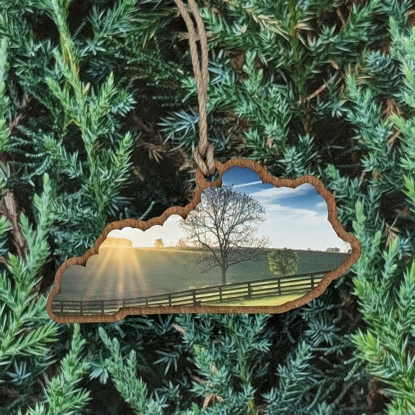 Kentucky Sunrise Wooden Christmas Ornament