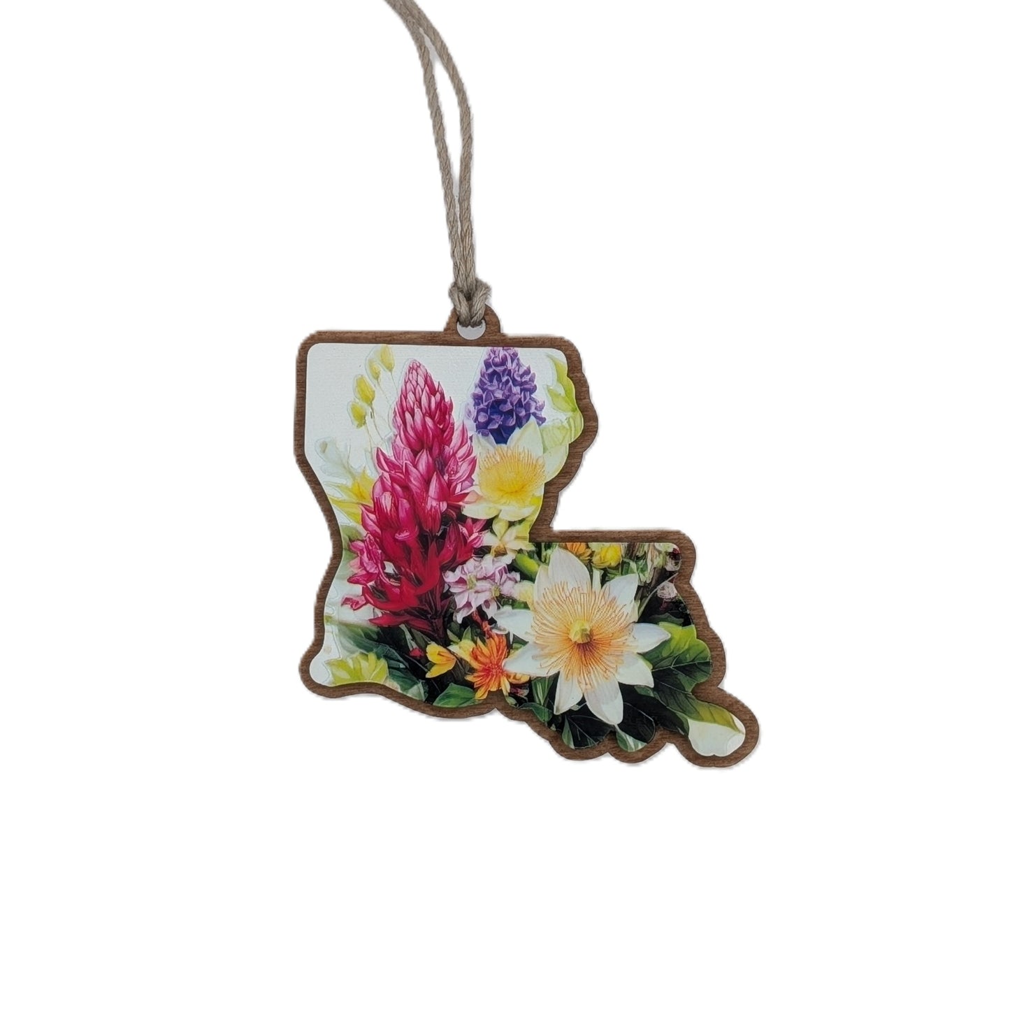 Louisiana Wildflower Wooden Christmas Ornament