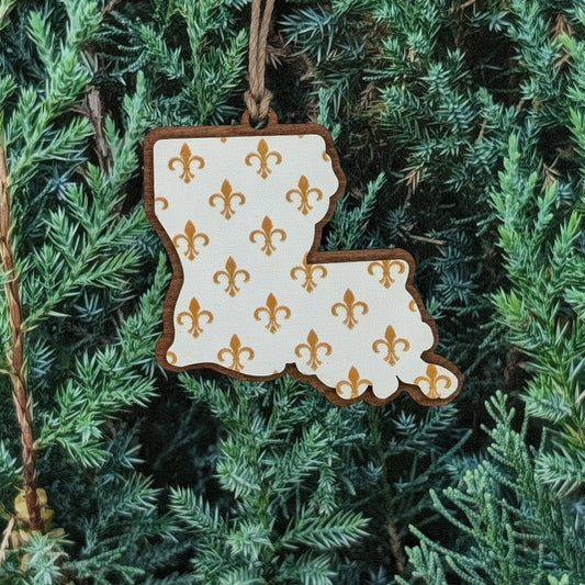 Louisiana Fleur-de-Lis Wooden Christmas Ornament