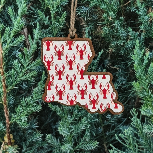 Louisiana Crawfish Wooden Christmas Ornament
