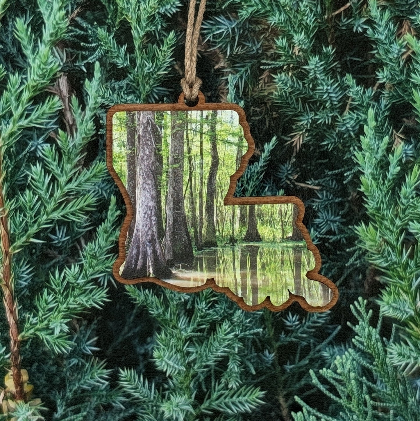 Louisiana Swamp Wooden Christmas Ornament