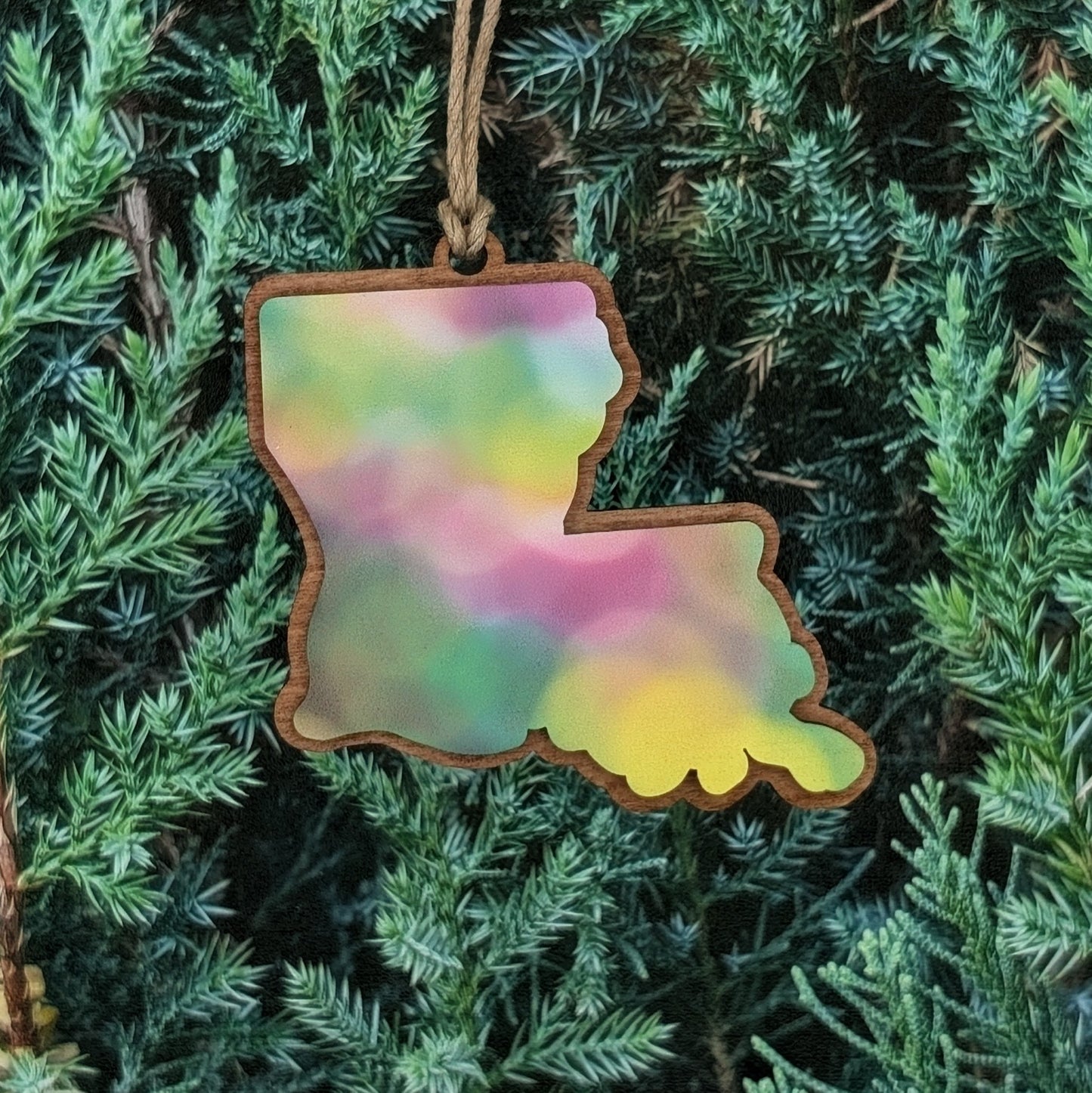 Louisiana Mardi Gras Wooden Christmas Ornament