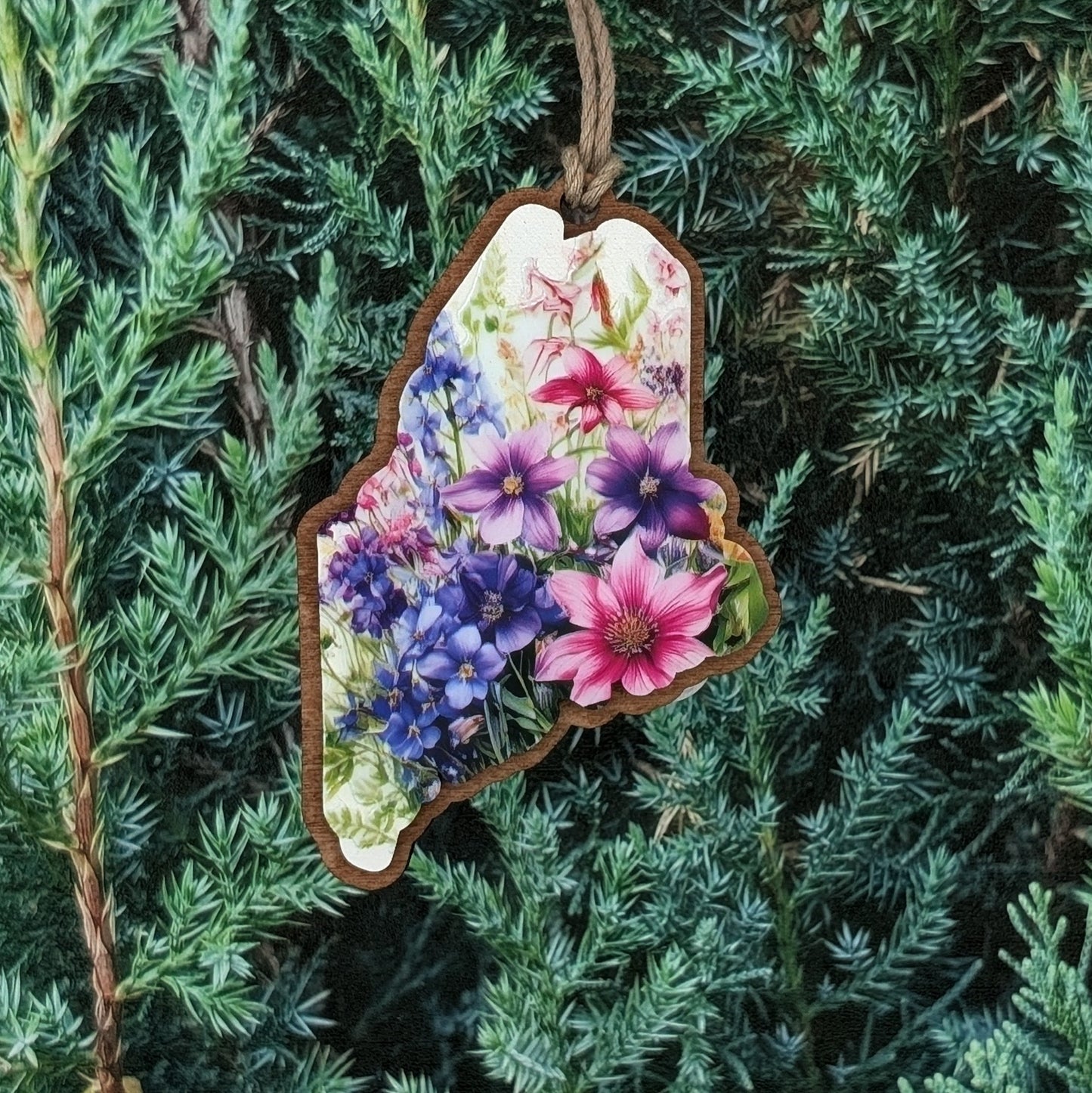 Maine Wildflower Wooden Christmas Ornament