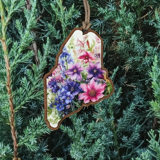 Maine Wildflower Wooden Christmas Ornament