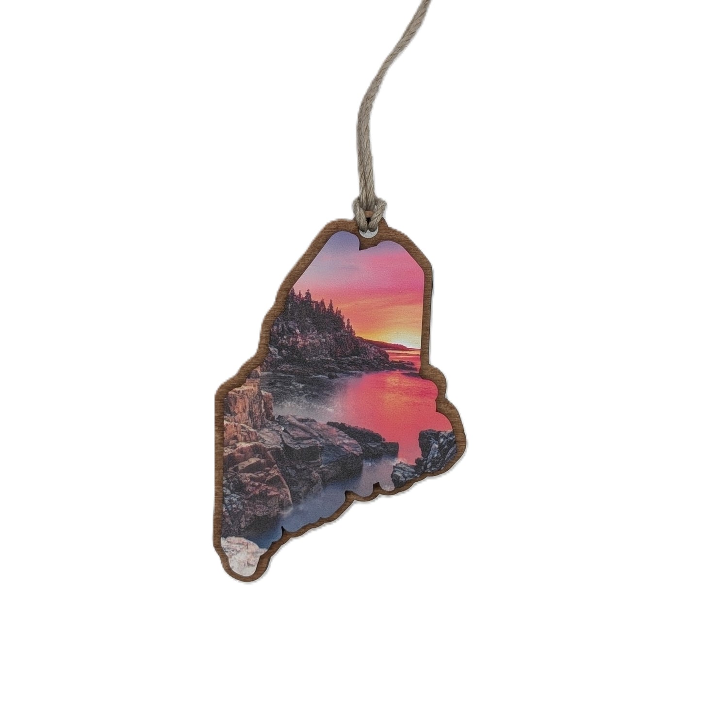 Maine Sunset Coast Wooden Christmas Ornament