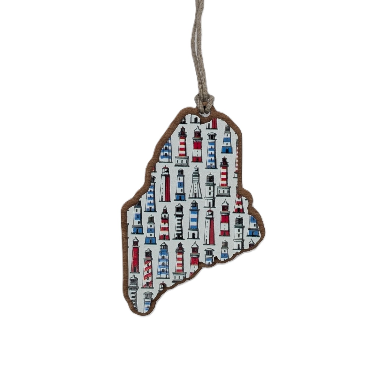 Maine Lighthouse Wooden Christmas Ornament