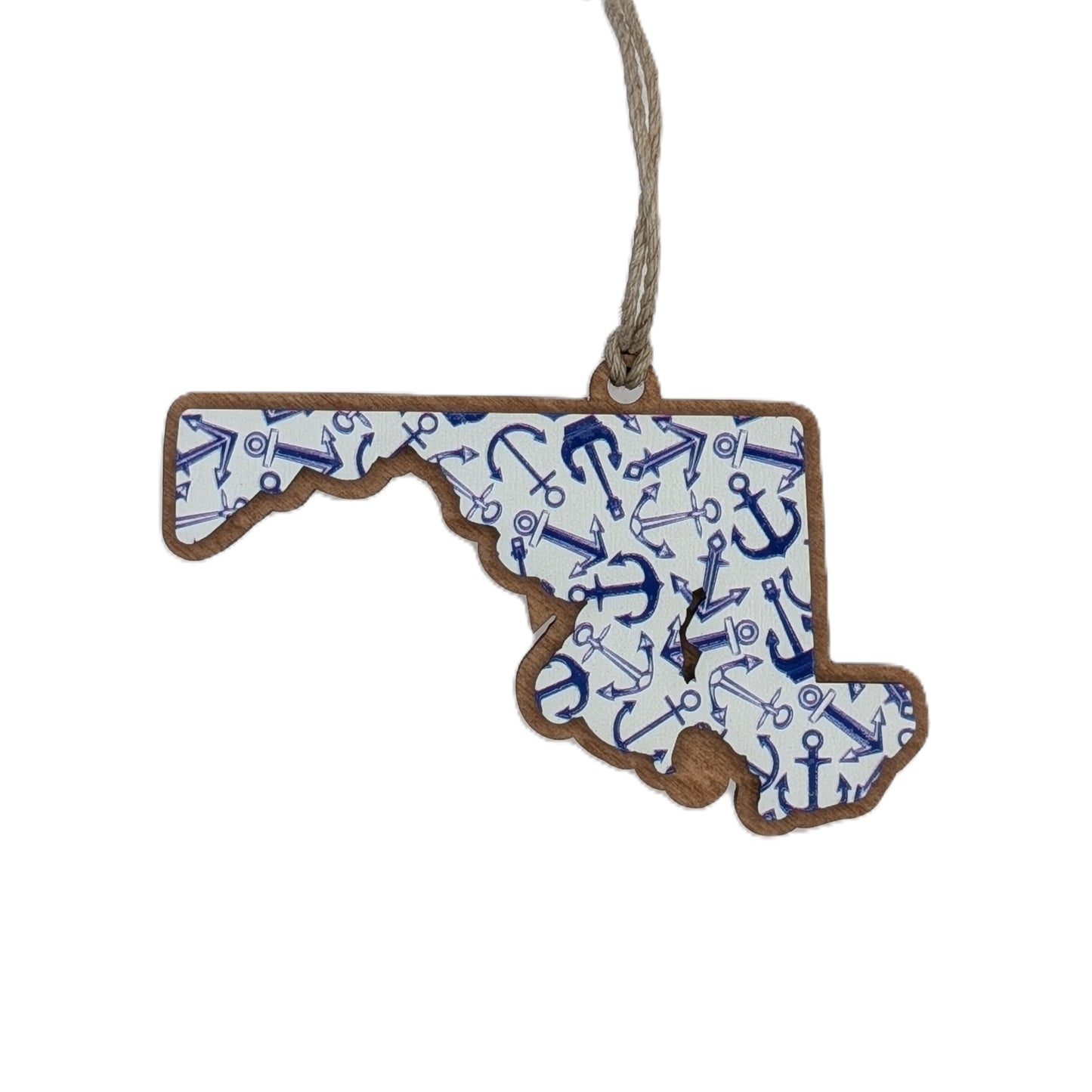 Maryland Anchor Wooden Christmas Ornament