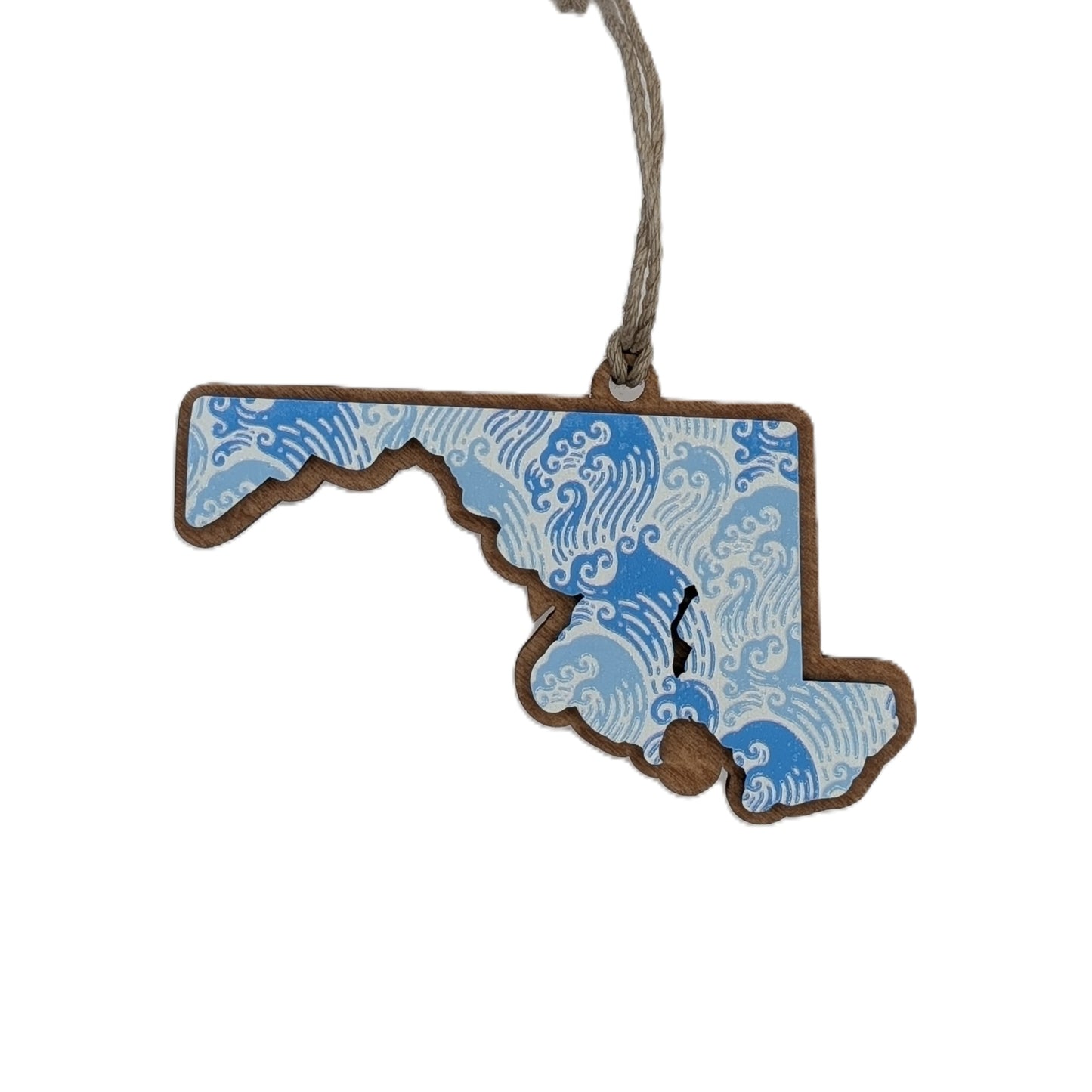 Maryland Ocean Waves Wooden Christmas Ornament