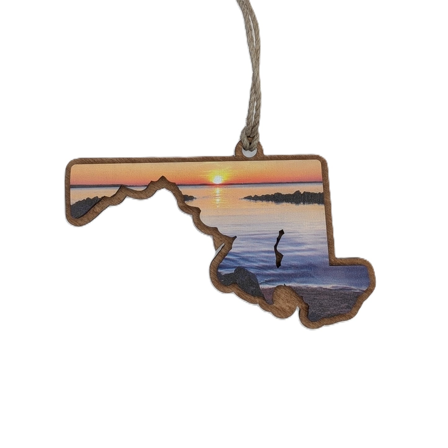Maryland Sunset Wooden Christmas Ornament
