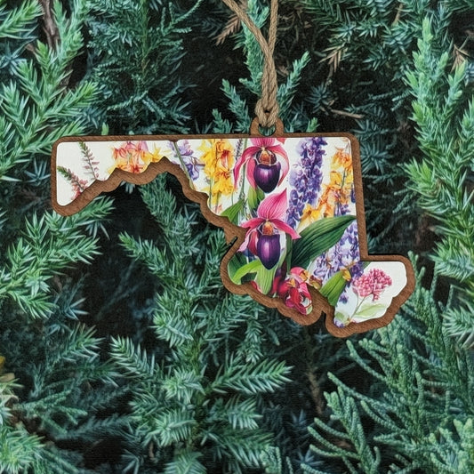 Maryland Wildflower Wooden Christmas Ornament