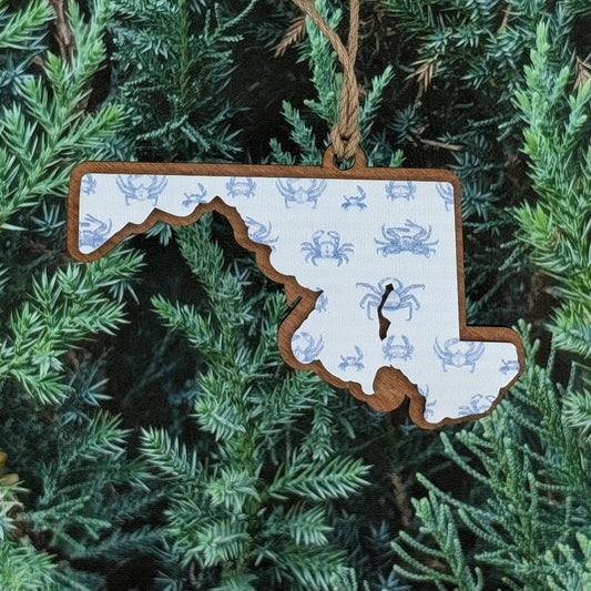 Maryland Blue Crab Wooden Christmas Ornament
