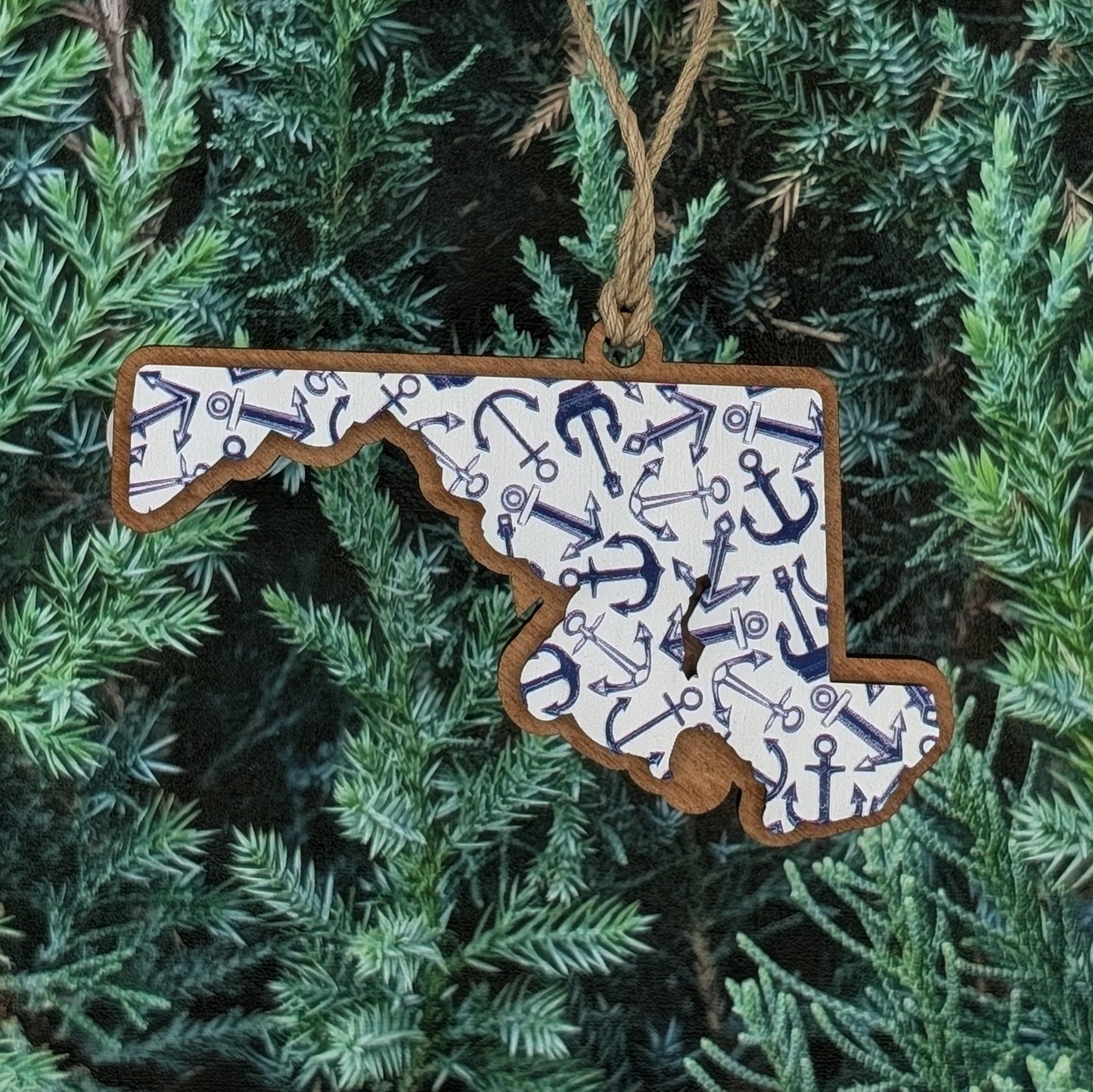 Maryland Anchor Wooden Christmas Ornament