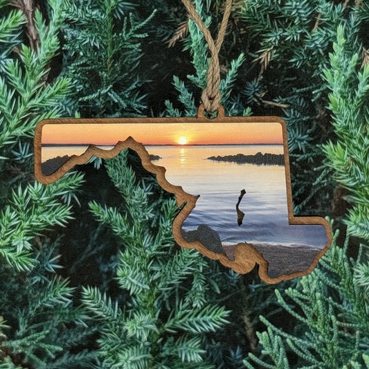 Maryland Sunset Wooden Christmas Ornament