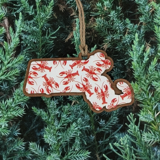 Massachusetts Lobster Wooden Christmas Ornament