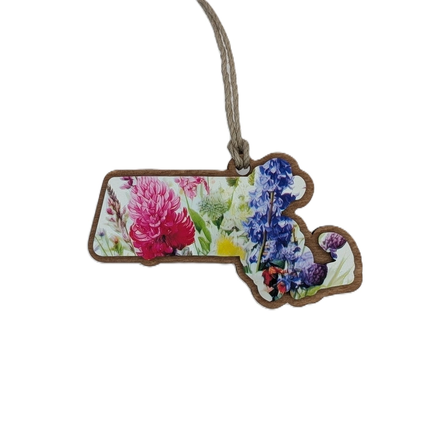 Massachusetts Wildflower Wooden Christmas Ornament
