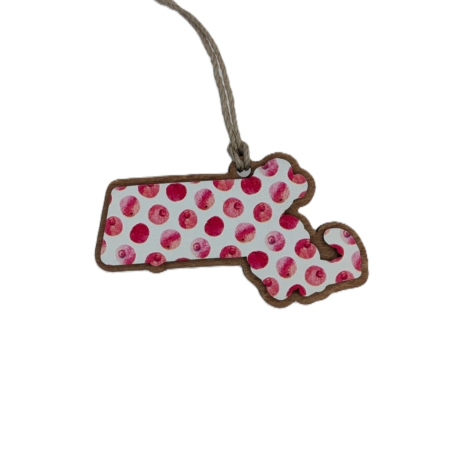 Massachusetts Cranberry Wooden Christmas Ornament