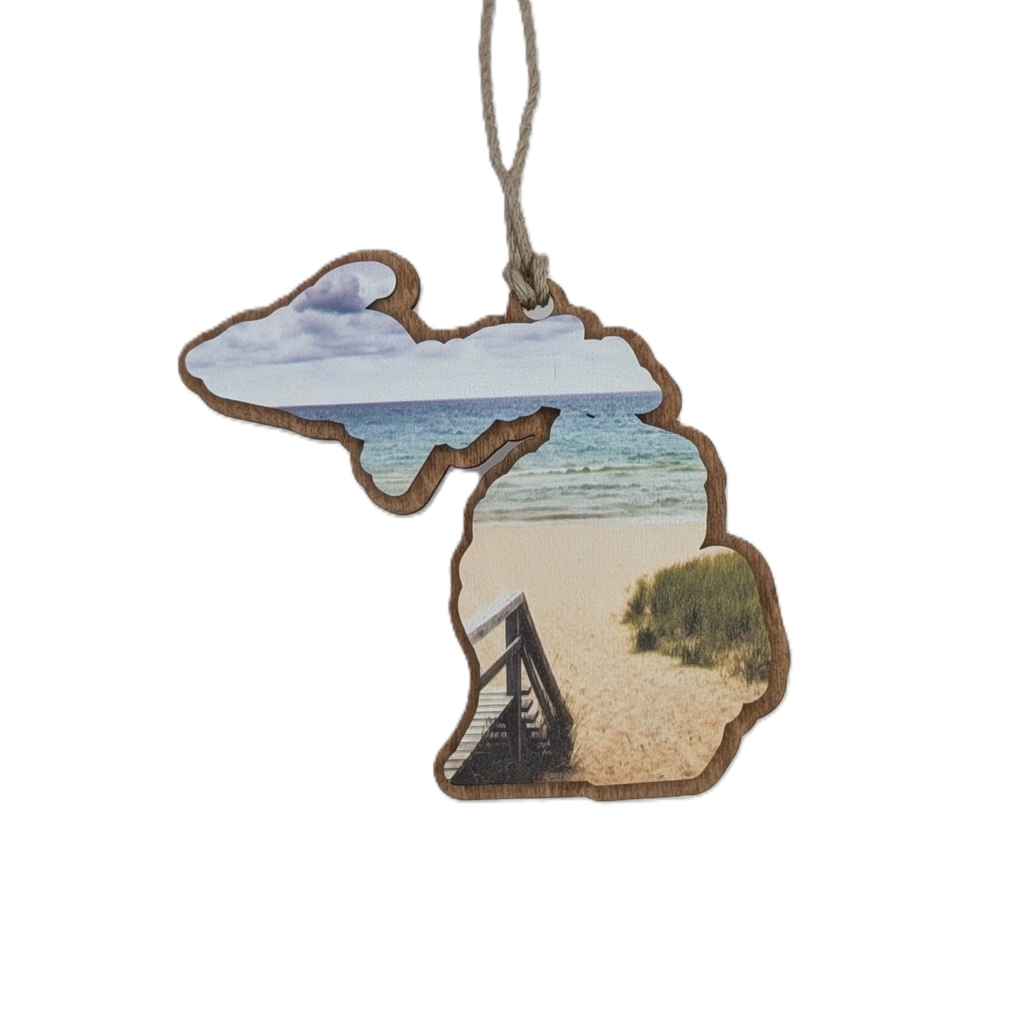 Michigan Beach Wooden Christmas Ornament
