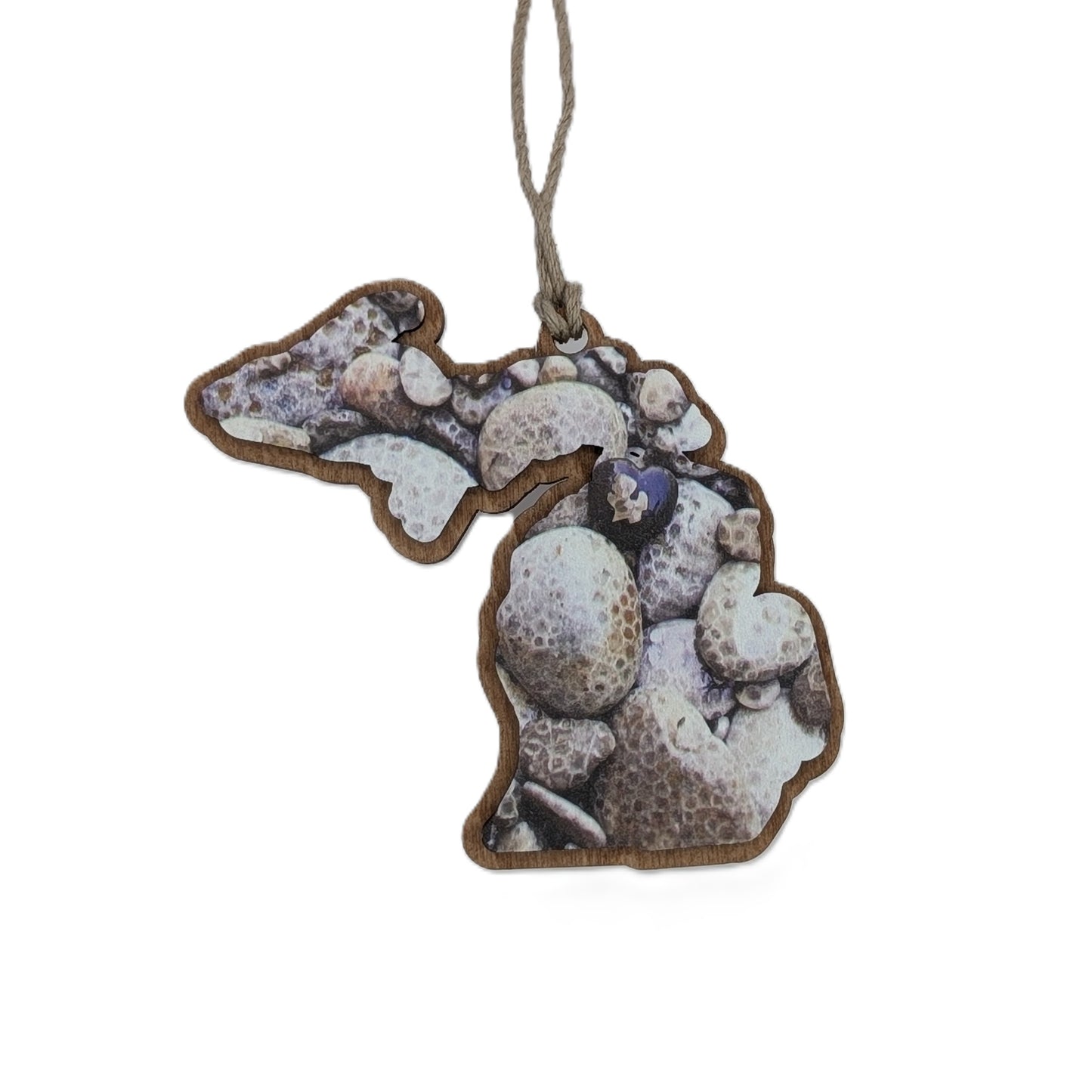 Michigan Petoskey Stone Wooden Christmas Ornament