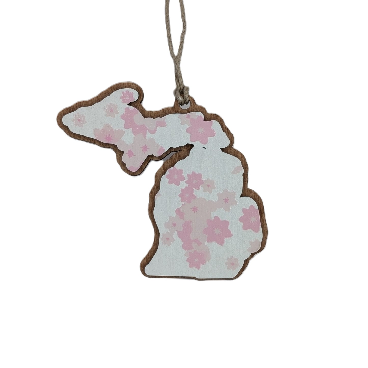 Michigan Cherry Blossom Wooden Christmas Ornament