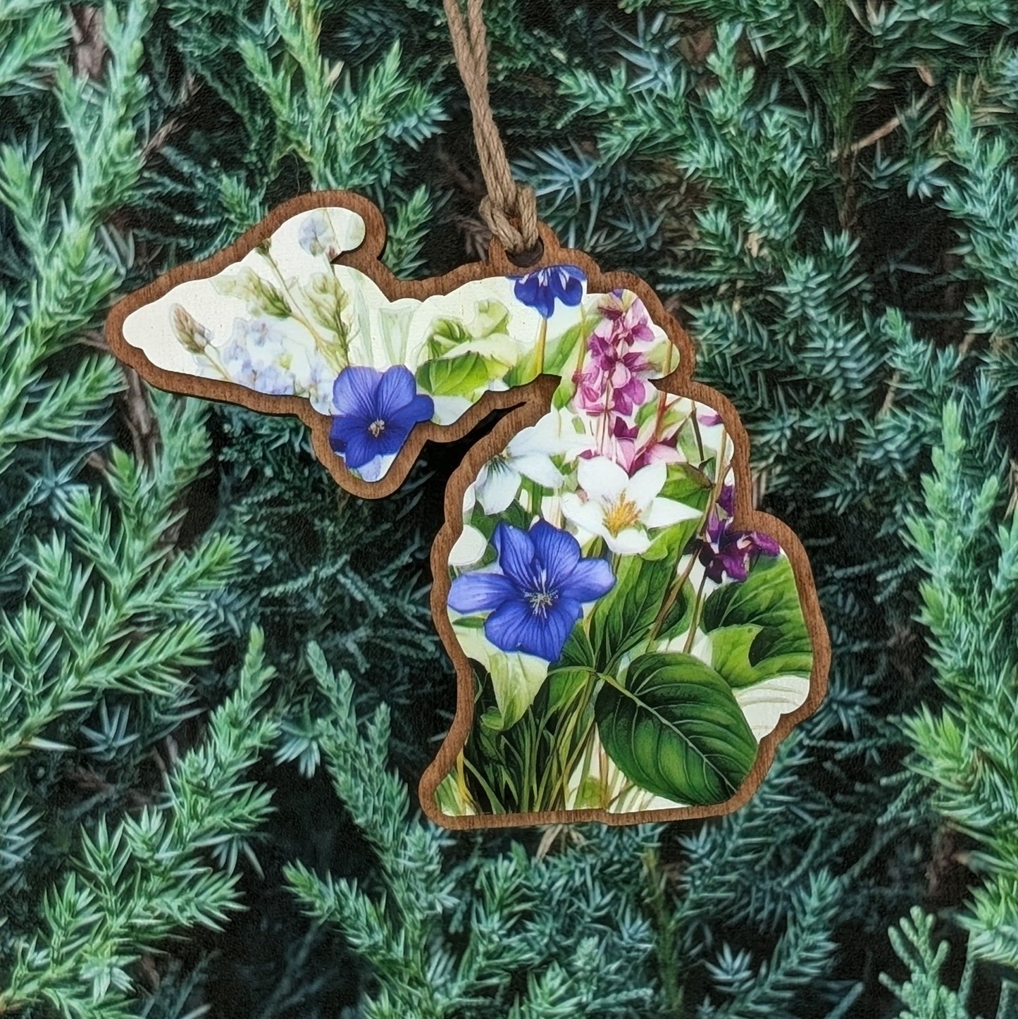 Michigan Wildflower Wooden Christmas Ornament