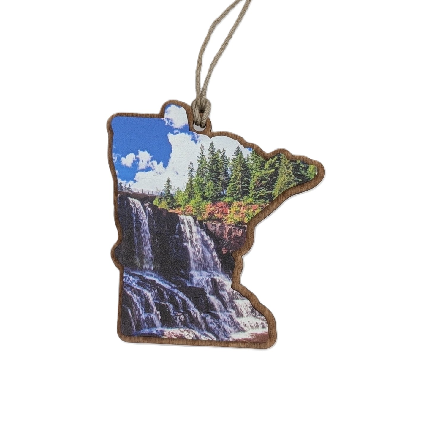 Minnesota Waterfall Wooden Christmas Ornament