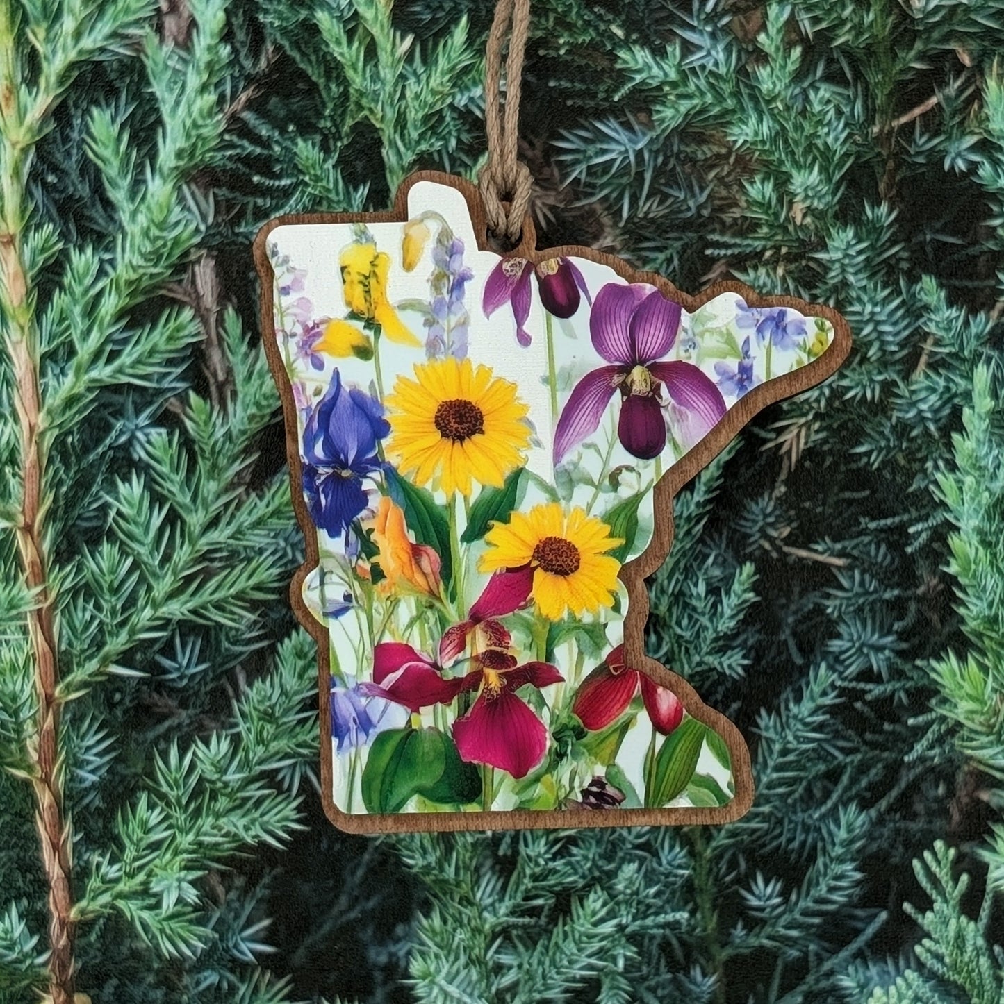 Minnesota Wildflower Wooden Christmas Ornament