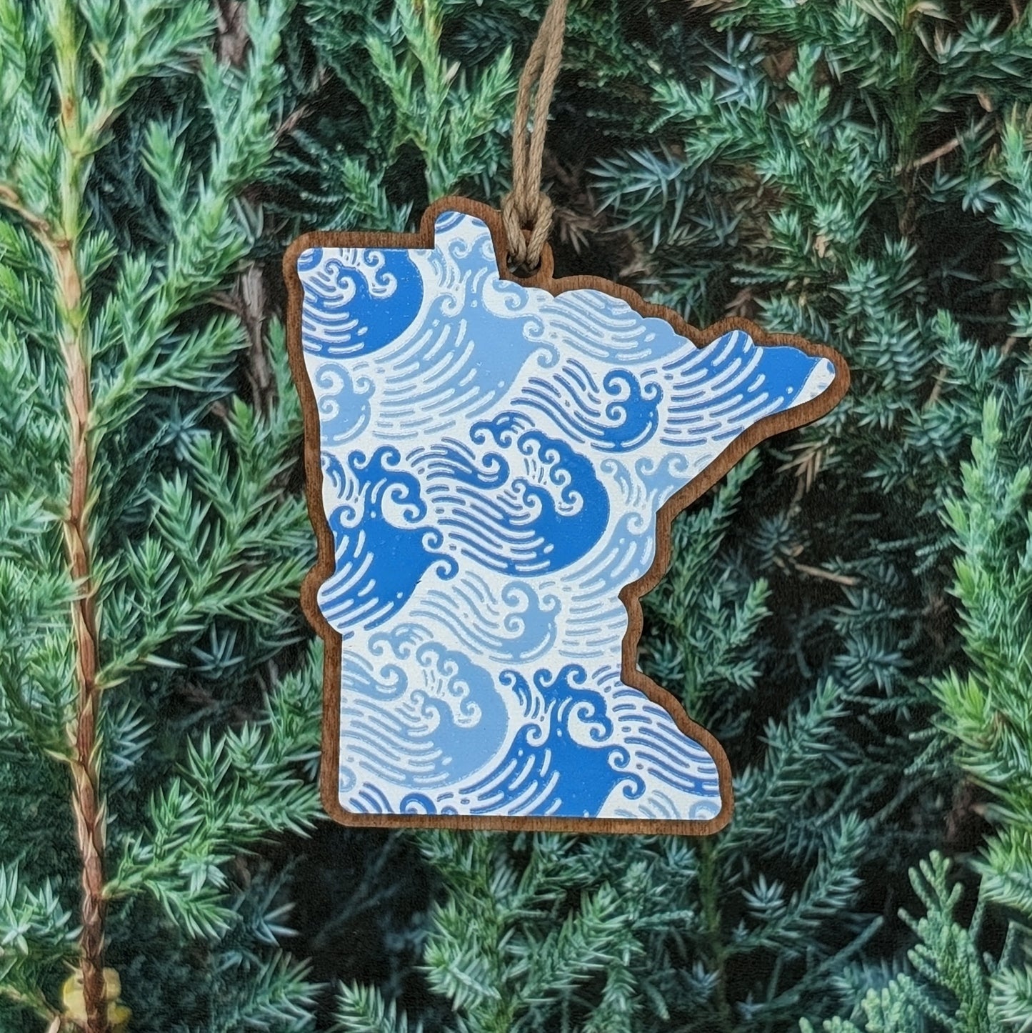 Minnesota Waves Wooden Christmas Ornament