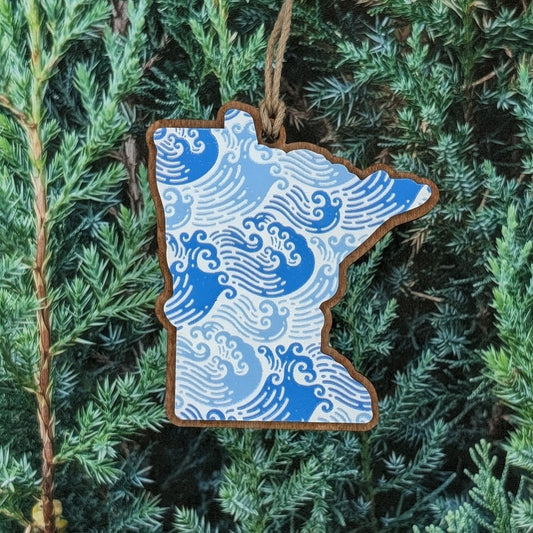 Minnesota Waves Wooden Christmas Ornament