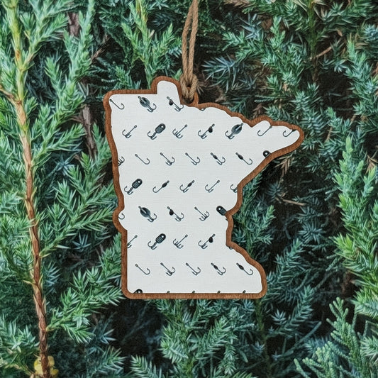 Minnesota Fishing Wooden Christmas Ornament