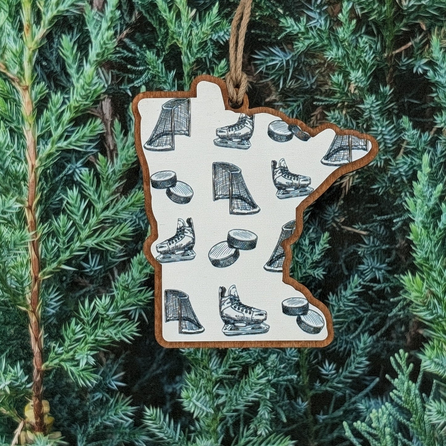 Minnesota Hockey Wooden Christmas Ornament