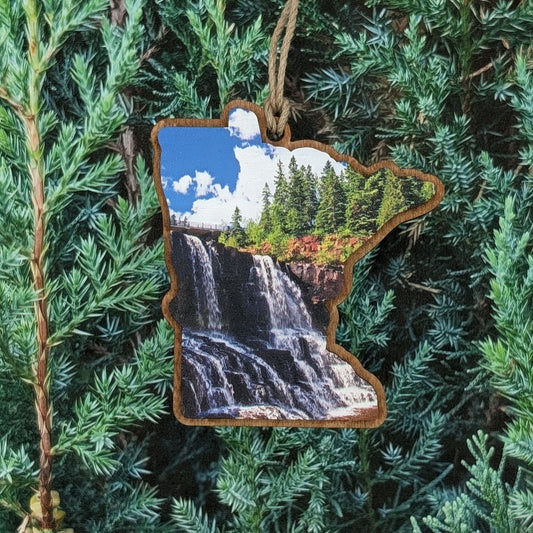 Minnesota Waterfall Wooden Christmas Ornament