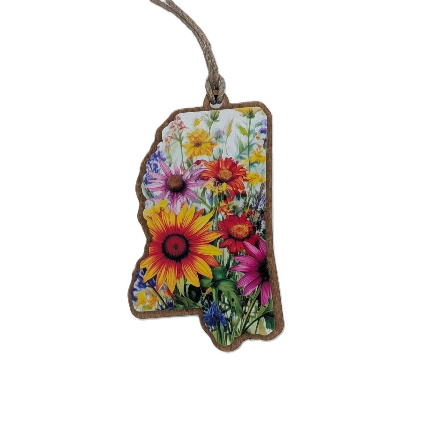 Mississippi Wildflower Wooden Christmas Ornament
