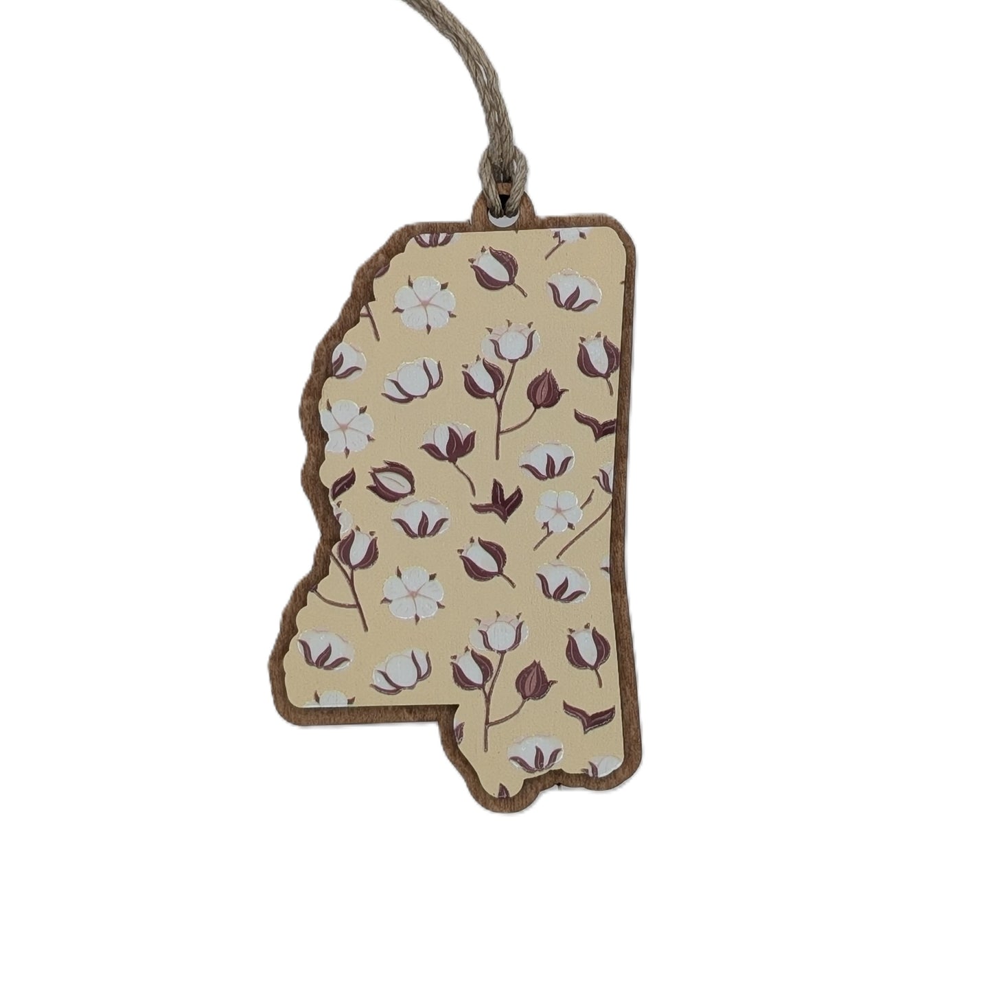 Mississippi Cotton Blossom Wooden Christmas Ornament