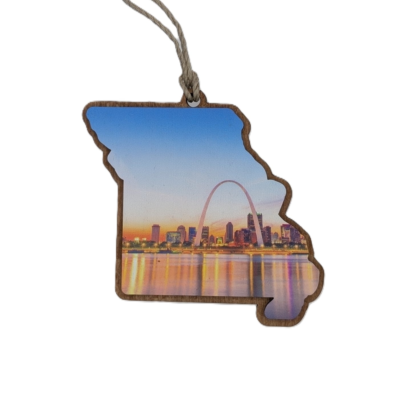 Missouri St. Louis Skyline Wooden Christmas Ornament