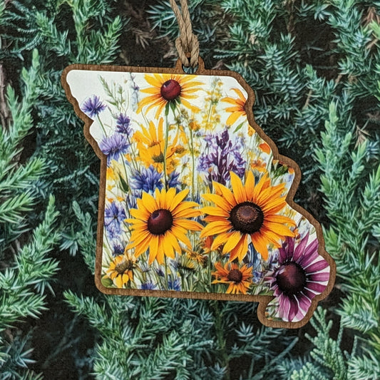 Missouri Wildflower Wooden Christmas Ornament