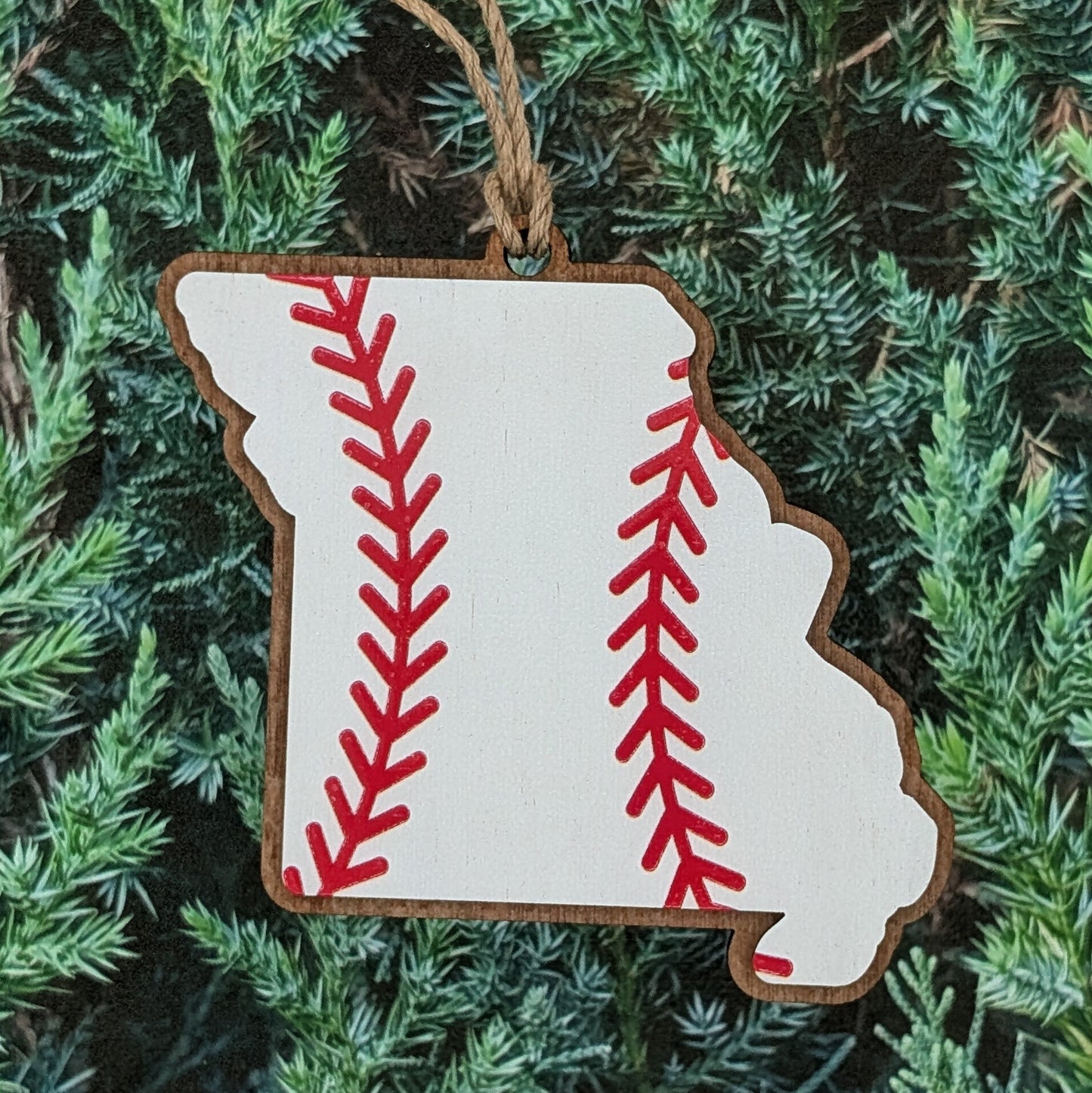 Missouri Baseball Wooden Christmas Ornament