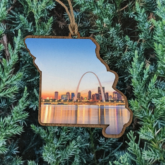 Missouri St. Louis Skyline Wooden Christmas Ornament