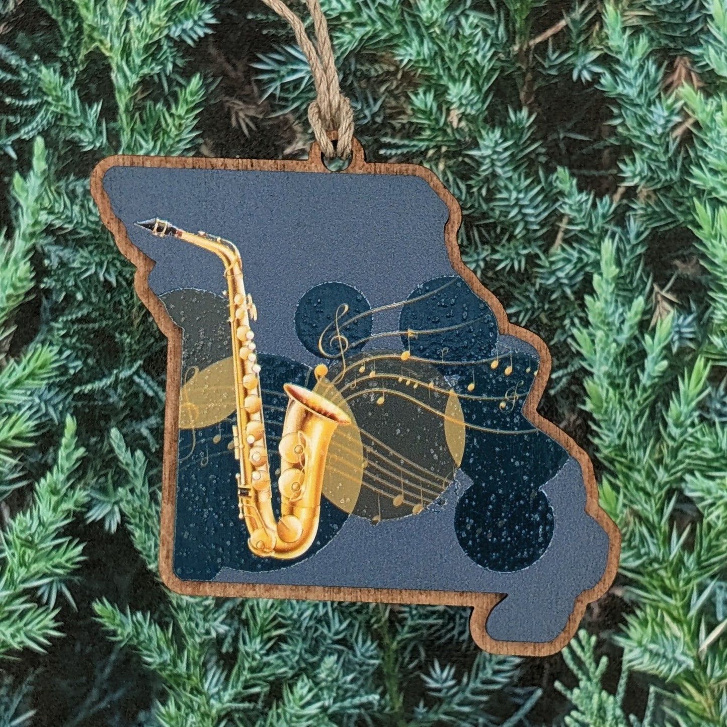 Missouri Jazz Music Wooden Christmas Ornament