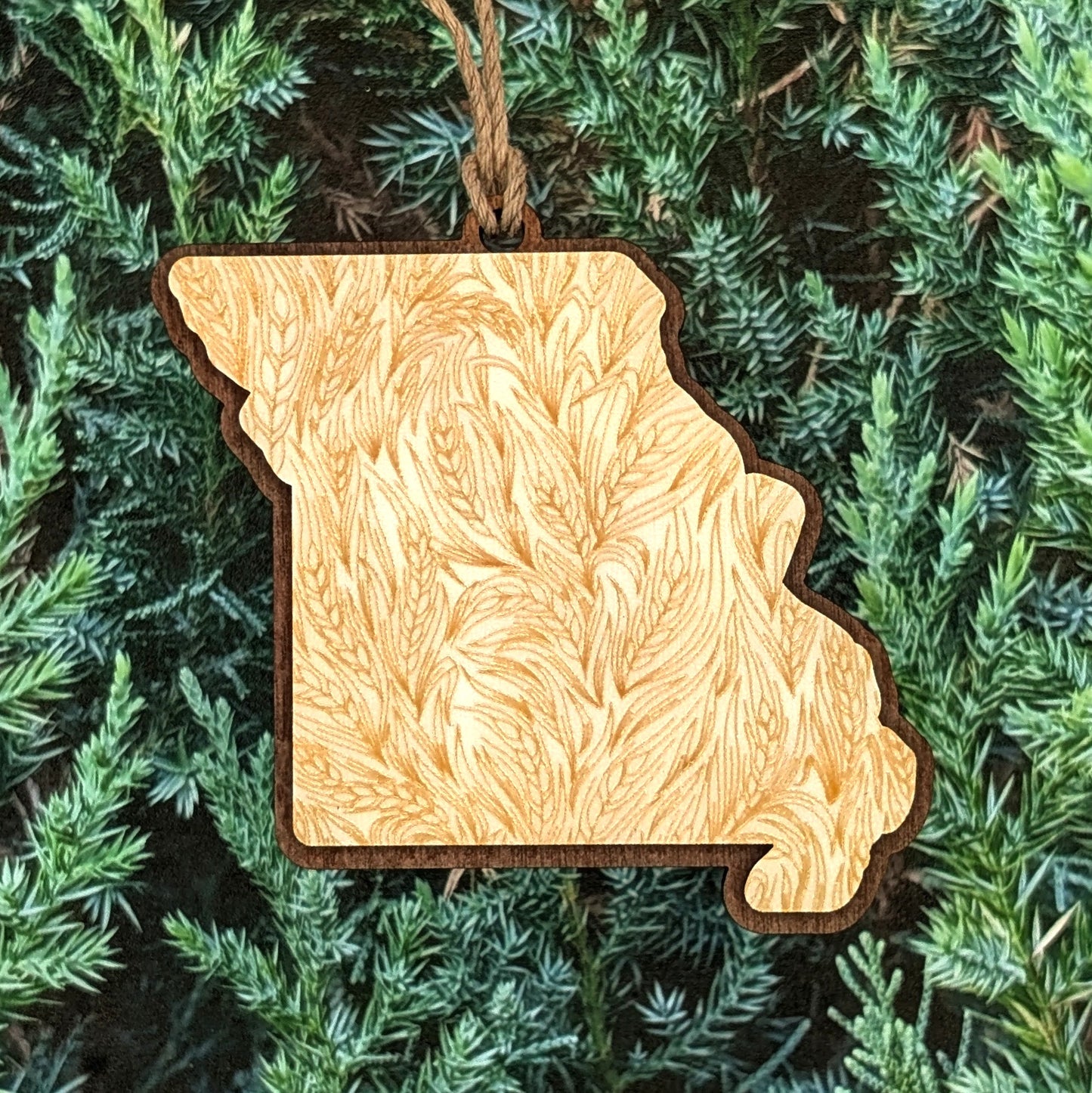 Missouri Wheat Field Wooden Christmas Ornament