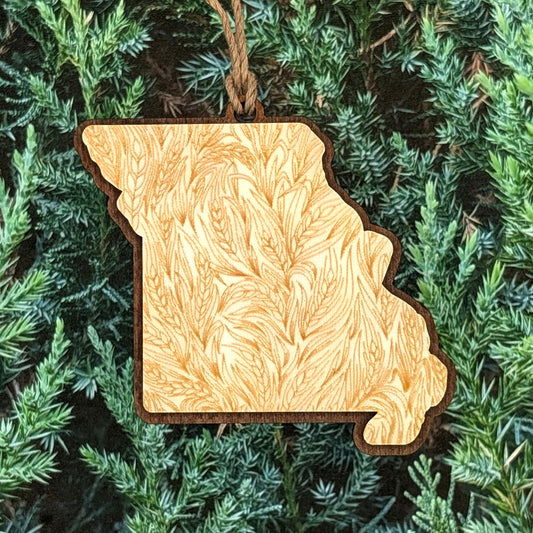 Missouri Wheat Field Wooden Christmas Ornament