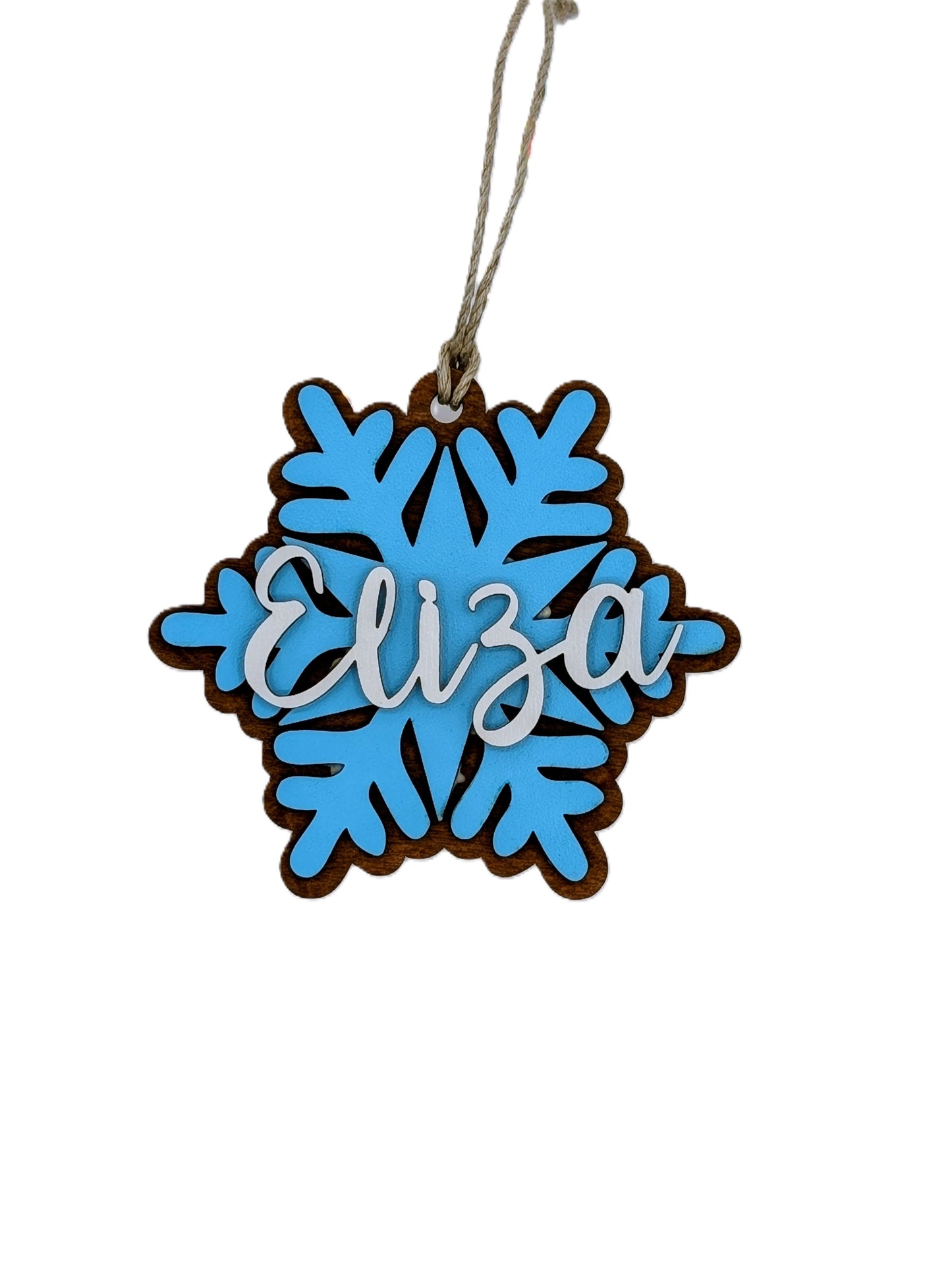 Snowflake Christmas Ornament, Personalized Snowflake- Personalized Custom Wood Ornament Gift