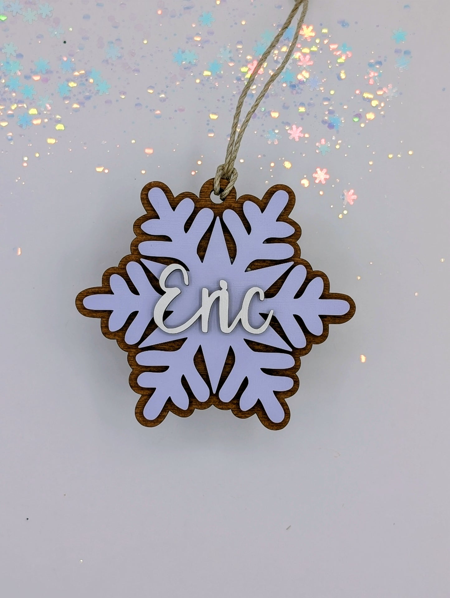 Snowflake Christmas Ornament, Personalized Snowflake- Personalized Custom Wood Ornament Gift