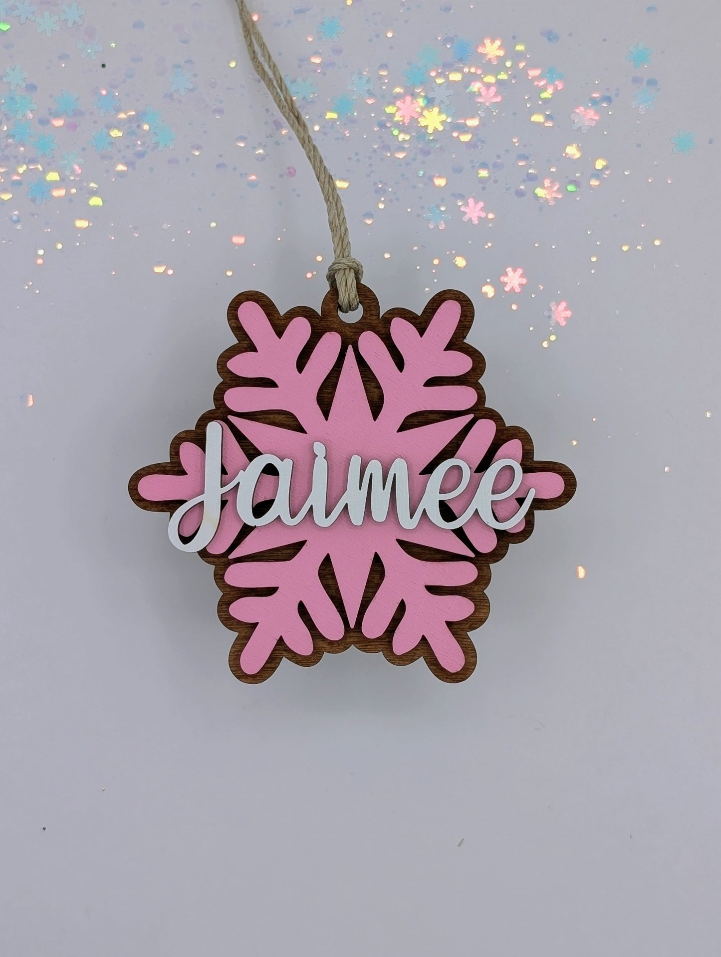 Snowflake Christmas Ornament, Personalized Snowflake- Personalized Custom Wood Ornament Gift