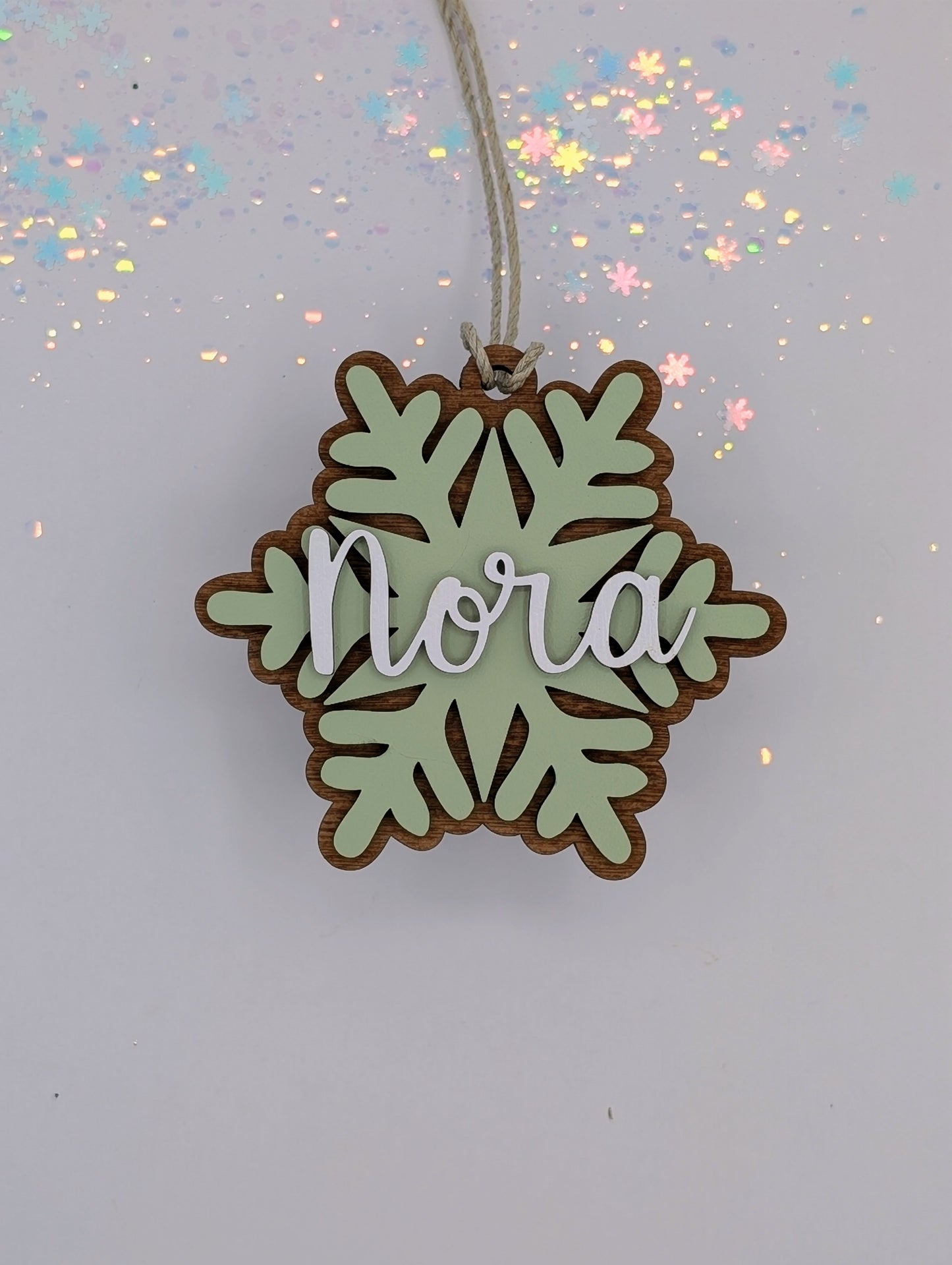 Snowflake Christmas Ornament, Personalized Snowflake- Personalized Custom Wood Ornament Gift