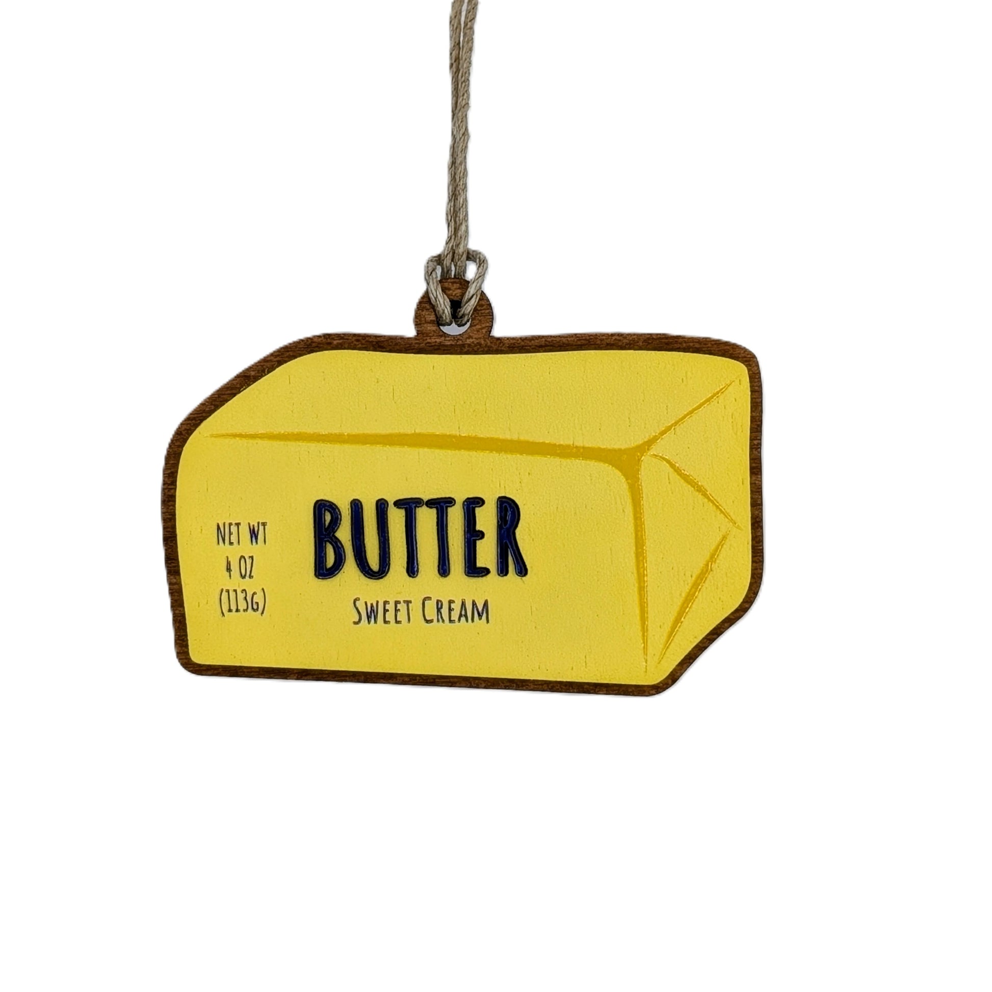 Butter container ornament with 'Sweet Cream' text on a white background