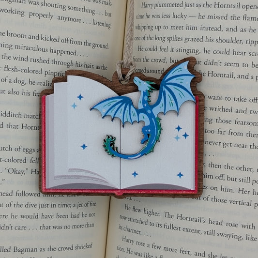 Dragon Book Wooden Christmas Ornament