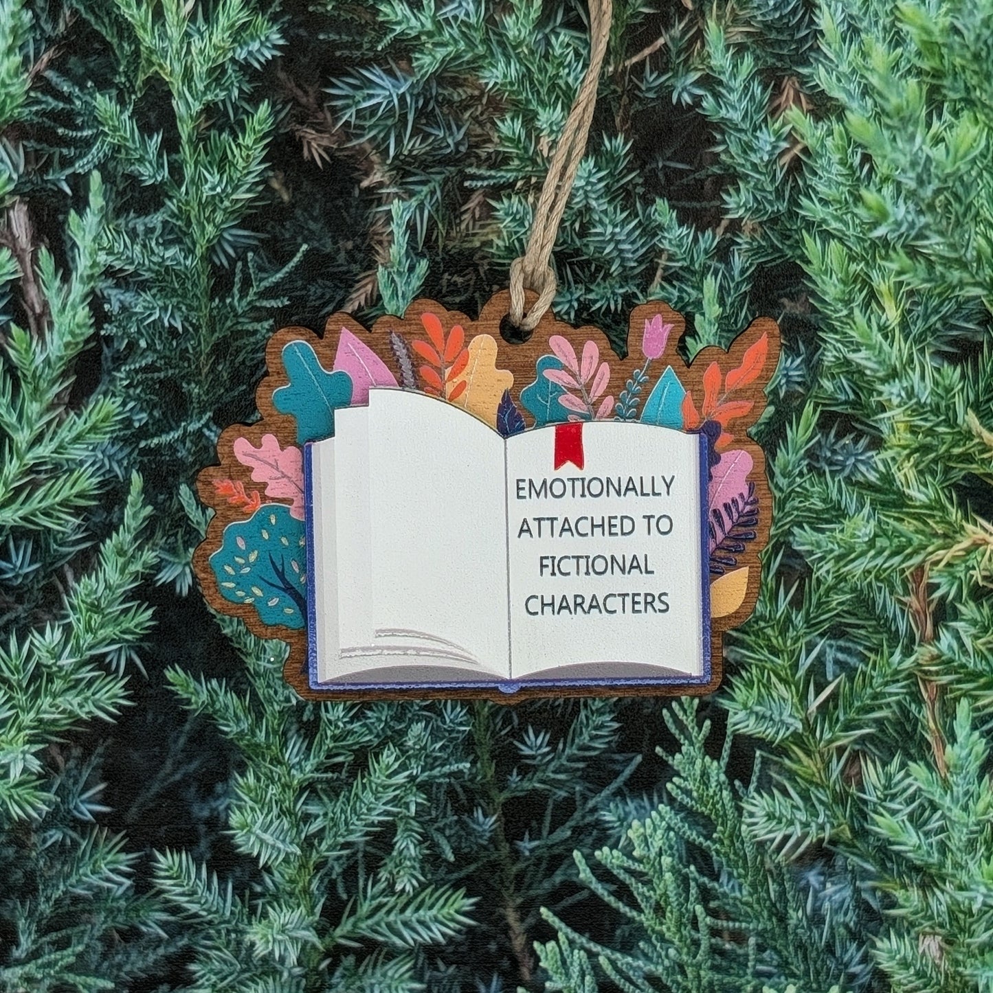 Custom words book, Flower Book Wooden Christmas Ornament